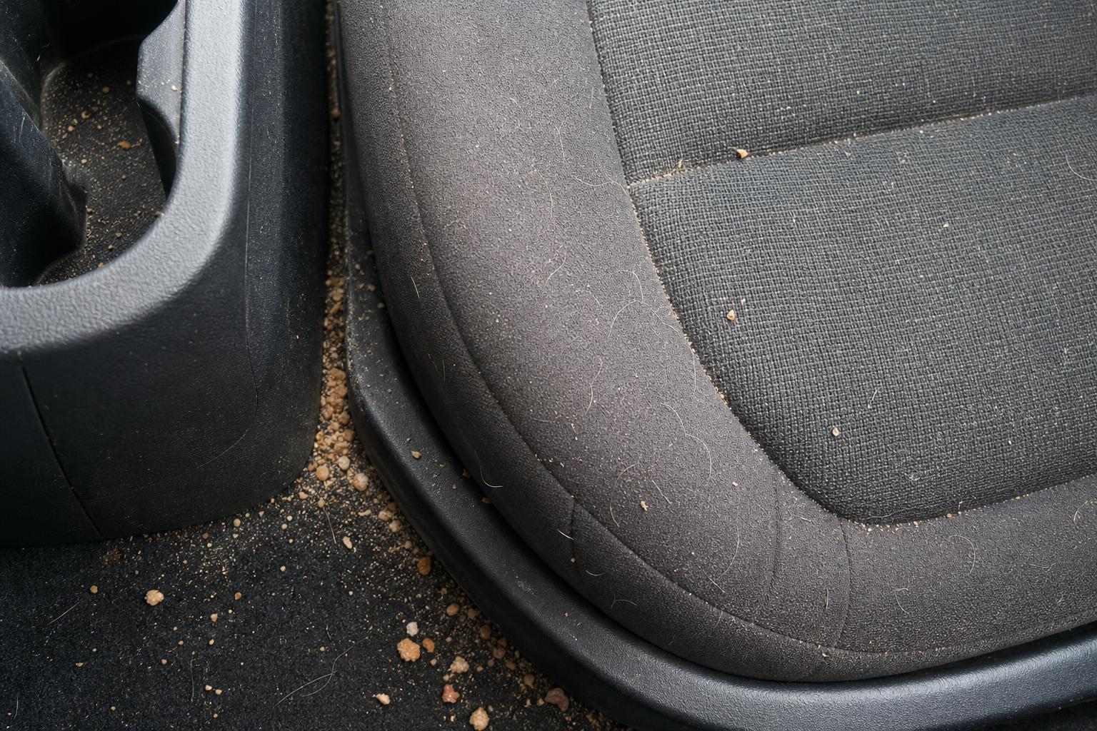 Hueco del asiento con migas y arena